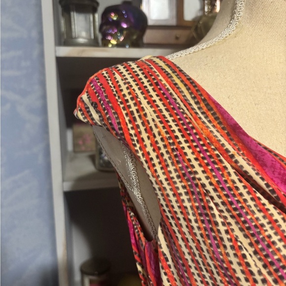 Ralph Lauren Red and Orange Striped Midi Dress size 6 - Picture 5 of 13